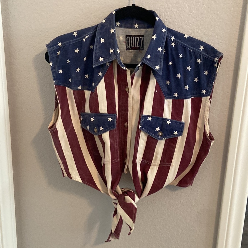 4th of July crop top Jean material
